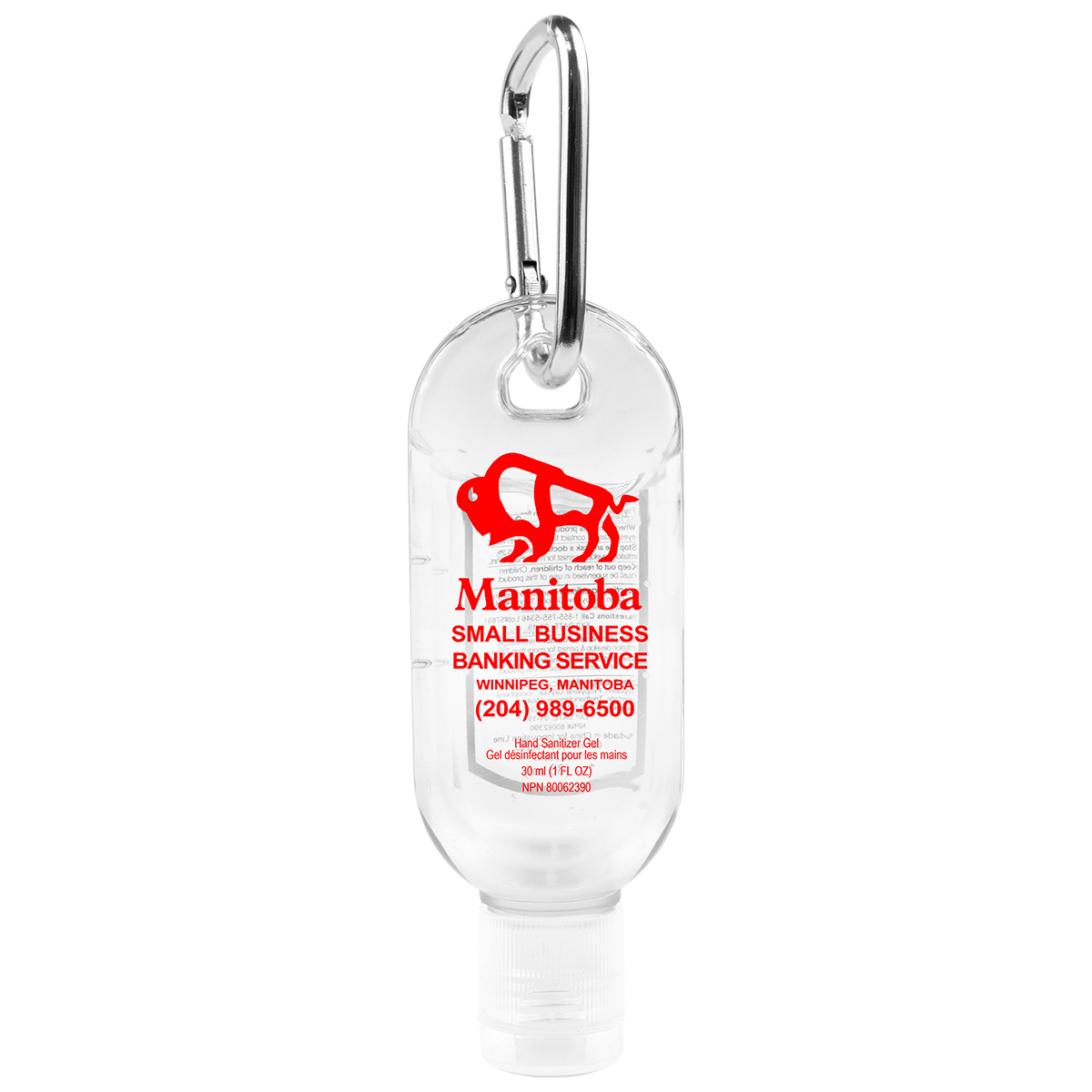 1.8 oz Hand Sanitizer Antibacterial Gel in Flip-Top Bottle with Carabiner